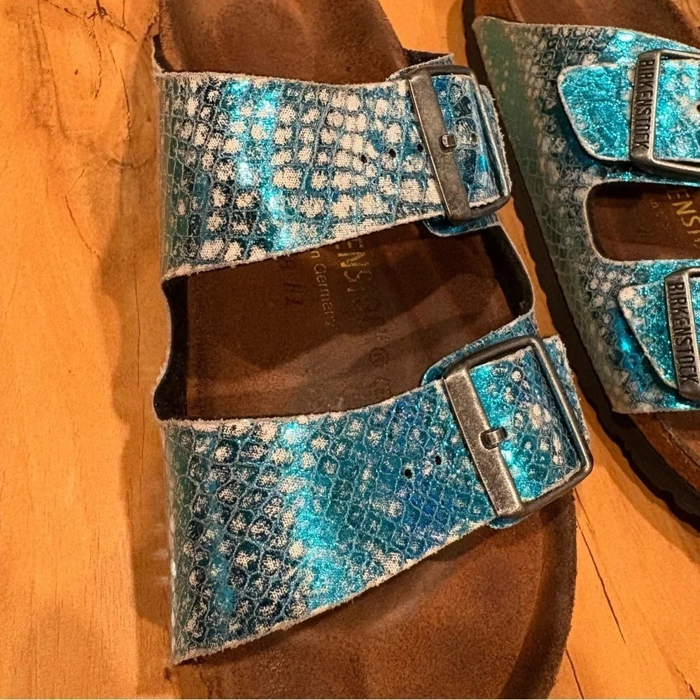 Birkenstock Classic Arizona Anaconda Women's Mules Turquoise Size 7 -7.5 - Picture 5 of 13